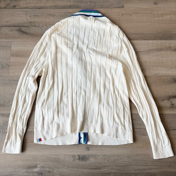 Kule cream Brinx preppy varsity lightweight cotton cardigan sweater - Medium - Picture 7 of 8